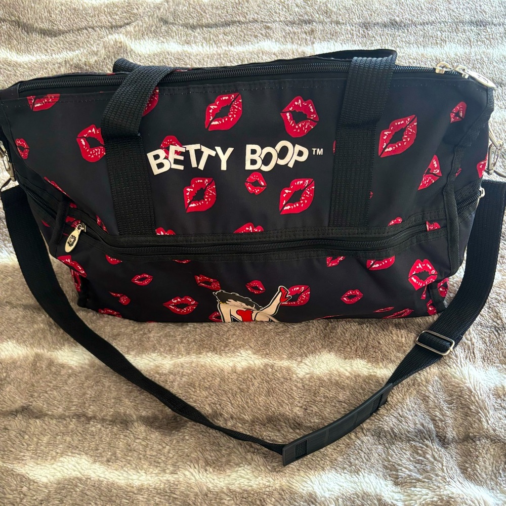 Large Betty Boop Duffle Bag Black and Pink Size Large